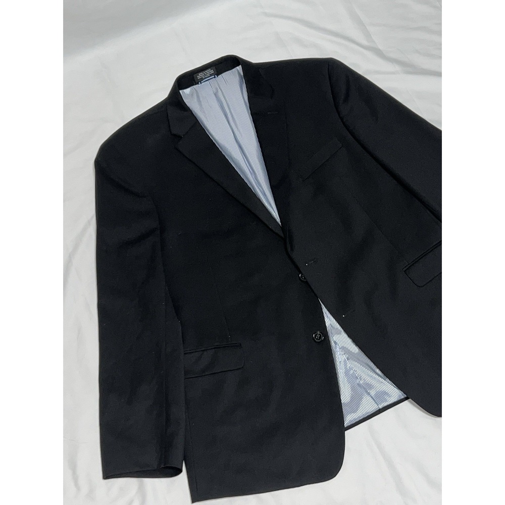Tommy Hilfiger Blazer Mens 46R Black 100% Wool Two Button Notch Lapel Sport Coat